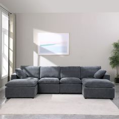 Very firm chenille fabric, soft seating, simple and contemporary design, this modular sofa can be assembled freely according to the space. HALLSTATT | Starto Upholstered U shape Sectional Sofa by Hallstatt 33.5 H x 96.0 W x 61.4 D in blue / indigoChenille / Linen in Gray | 33.5" H X 96" W X 61.4" D | Wayfair Bed With Ottoman, Cloud Sectional, Ottoman Sofa Bed, Spring Frame, U Shaped Sectional Sofa, Couch With Ottoman, Grey Sectional, U Shaped Sofa, Small Space Living Room