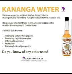 Kananga Water Uses, Hoodoo Ancestors, Kananga Water, Hoodoo Conjure Rootwork, Magick Oil, Black Witches, Hoodoo Magic, Hoodoo Conjure