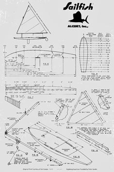 an old paper with plans for a sailboat and other things to see on it