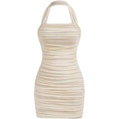 Casual Sleeveless Halter Pencil Bodycon Mini Dress - Cream | Slay Eclectic Outdoor Cocktail Party, Red Wine Dress, Reunion Dress, Wine Red Dress, Engagement Party Dresses, Outdoor Cocktail, Wine Dress, Bold Dresses, Bodycon Style