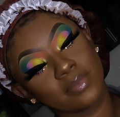 Colorful Eye Makeup With Glitter, Rainbow Makeup Looks Black Women, Extreme Makeup, Makeup For Black Skin, Brown Skin Makeup, Face Beat