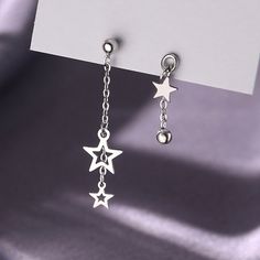 Silver Star Earrings, Daily Jewelry, Delicate Jewelry, Crystal Pearls, Silver Stars, Star Earrings, Tassel Earrings, Cute Jewelry, Star Fashion