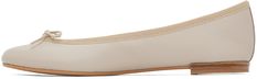 Nappa calfskin ballerina flats in beige. · Bow accent at vamp · Grosgrain trim at collar · Cotton twill lining · Stacked leather heel with rubber injection · Leather stitch-and-return sole Supplier color: Sand Color Sand, Ballerina Flats, Leather Heels, Cotton Twill, Calf Skin, Trim, Collar, Heels, Leather