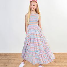 The perfect classic sundress that every young girls closet needs!! The Nadia Maxi Dress has a charming stripe pattern along with a backless feature. This silhouette is essential for warm days spent having picnics. | Marlo Kids | Nadia Maxi Dress, Stripes (Multi Stripes, Size 15-16Y) | Maisonette collects the best children’s products from around the world (unlike Zulily, Etsy, The Tot, Farfetch Kids, Childrensalon, Crate and Kids, Kohls, Wayfair, Buy Buy Baby, Nordstroms, Mini Boden, J.Crew Facto Playful Striped Summer Dresses, Summer Beach Twirl Dress, Playful Striped Dress For Playdate, Playful Striped Dresses For Playdate, Striped Summer Dresses For Playdate, Striped Dresses For Summer Playdate, Classic Sundress, Frock Pattern, Girls Closet