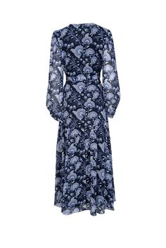 Get ready to be the center of attention in this navy and blue floral paisley wrap dress from Hutch. Perfect for any formal occasion, this dress will make you stand out while keeping you comfortable. Style it with strappy sandals and a bold gold statement earring for the perfect spring wedding look. Size S 100% Polyester Fully lined Wrap tie closure Long sleeves Bust 34" Waist 27" Shoulder to hem (front) 46.5" Sleeve length 21" Elegant Floral Print Maxi Wrap Dress, Elegant Wrap Dress With Floral Print And Surplice Neckline, Elegant Floral Wrap Dress With Surplice Neckline, Elegant Spring Midi Dress With Paisley Print, Elegant Paisley Print Dress, Blue Printed Dresses With Surplice Neckline, Elegant Paisley Print Dress For Spring, Elegant Floral Print Wrap Dress, Elegant Printed Wrap Dress For Spring