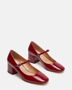 HAWKE Wine Patent Mary Jane Block Heel | Women's Heels – Steve Madden