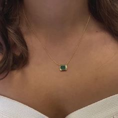 Solitaire Emerald Cut Emerald Necklace (1.70 ct.) in 14K Gold | Capucelli Emerald Necklace, Eternity Bands, Pendant Earrings, First Order, Emerald Cut, Jewelry Organization, Earring Necklace, Jewelry Care, The United States