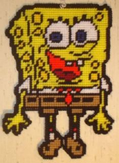 an image of a cross stitch spongebob