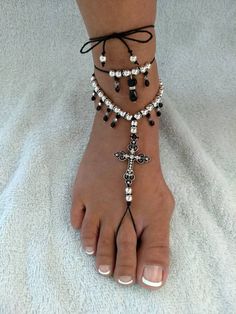 These are made with large crosses, black and silver Swarovski Crystals, silver plated beads and black hemp! Silver Cross Jewelry With Black Beads, Black Spiritual Jewelry For The Beach, Spiritual Black Jewelry For Beach, Spiritual Black Jewelry For The Beach, Black Bohemian Cross Jewelry, Bohemian Black Cross Jewelry, Black Silver Beaded Jewelry For Festival, Black Jewelry With Silver Beads For Festivals, Black Silver Beads Festival Jewelry