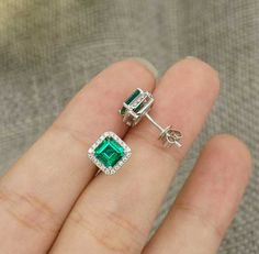 Welcome to Elegant Art Jewelry!  Material: 925 Sterling Silver Stone: Lab Emerald Stone Size: 5mm*5mm, 6mm*6mm, 7mm*5mm Side Stone:- Zircon Personalization: 9K/14K/24K/GOLD/SILVER/PLATINUM/ROSE-GOLD/WHITE GOLD. (Contact me)  Emerald Earrings, Emerald Cuff Earrings, Gold Earrings, Gold Stud Earrings, 14k Gold Earrings, 14k Gold Earrings, Round Cut Earrings, Round Cut Stone Earrings, Round Cut Studs Earrings, Emerald Drop Earrings, Emerald Studs Earrings, Emerald Studs, Emerald Earrings, Emerald D Emerald Cut Stud Earrings, Emerald Drop Earrings, Emerald Diamond Earrings, Emerald Earrings Drop, Earrings Emerald, Emerald Earrings Studs, Lab Created Emerald, Luxury Earrings, Halo Earrings Studs