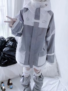 The price is for a jacket only, others are not included.  Garment Size   	 		 			Size 			M 			L 			XL 		 		 			Full Length 			74 			76 			78 		 		 			Bust 			140 			144 			148 		 		 			Sleeve Length 			66 			68 			70 Harajuku Style Cotton Outerwear With Pockets, Harajuku Style Hooded Winter Outerwear, Harajuku Long Sleeve Streetwear Outerwear, Oversized Harajuku Long Sleeve Outerwear, Oversized Harajuku Outerwear For Fall, Harajuku Style Winter Cotton Outerwear, White Hooded Harajuku Style Outerwear, White Harajuku Hooded Outerwear, Harajuku Style Long Sleeve Cotton Outerwear