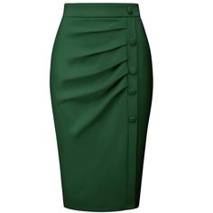 PRODUCT DETAILS: STYLE - Keep your look professional and stylish in this bodycon skirt from Hobemty, featuring a high waist, pleated front, and button decor. OUTFIT - Pair with solid shirts and high heels for a chic office look. OCCASION - Focused on Ladies' Semi-Formal Wear - This skirt can be a perfect addition to almost any outfit from formal to daily wear, great for work, meetings, office, businesses, work, parties, cocktails, weddings, casual, daily dressing, etc. Elegant Green Pencil Mini Skirt, Elegant Green Mini Skirt For Office, Fitted High Waist Green Pencil Skirt, High Waist Fitted Green Pencil Skirt, Fitted High Waist Pencil Skirt For Office, High Waist Fitted Pencil Skirt For Office, High Waist Fitted Pencil Skirt Office Lady Style, Chic Fitted Green Pencil Skirt, Fitted Green Mini Skirt For Work