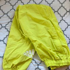 Brand New Never Worn Or Tried On Adidas Track Pants. Adidas Green Sporty Pants, Green Adidas Sporty Pants, Yellow Cotton Sports Pants, Streetwear Yellow Pants With Elastic Waistband, Yellow Pants With Elastic Waistband For Streetwear, Adidas Green Bottoms For Streetwear, Yellow Bottoms With Elastic Waistband For Streetwear, Adidas Pants With Elastic Waistband For Spring, Stretch Yellow Pants With Pockets