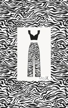 a black and white zebra print with an image of a cropped top on it