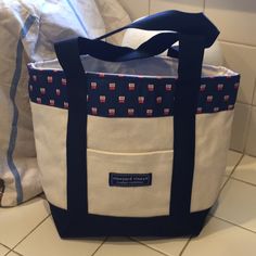 Vineyard Vines Tote Bag With Zipper, 2018, Length 12” Top 8,5” Bottom, 10” From Zipper To Bottom, 4,4” Depth, Never Used White Bucket Canvas Bag, Blue Tote Lunch Bag For Travel, Navy Rectangular Bag With Removable Pouch, Navy Tote Bag With Top Carry Handle, Blue Rectangular Canvas Bag For On-the-go, Everyday Blue Canvas Bag With Reinforced Handles, White Canvas Lunch Bag For Everyday Use, Large Capacity White Lunch Bag For Everyday Use, Blue Rectangular Canvas Bag With Top Carry Handle