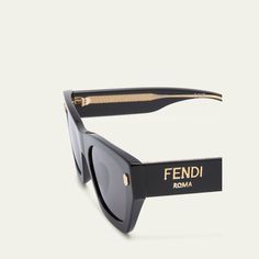 Fendi square sunglasses in acetate  2023 advertised style Lens/bridge/temple (in mm): 50-20-145 Solid lenses  Saddle nose bridge  Fendi Roma logo on temples Wide, tapered arms  100% UVA/UVB protection Made in Italy Luxury Acetate Sunglasses With Tinted Lenses, Designer Acetate Sunglasses With Uva Protection, Luxury Acetate Cat Eye Sunglasses With Polarized Lenses, Designer Square Frame Cat Eye Sunglasses With Mirrored Lenses, Designer Cat Eye Sunglasses With Mirrored Square Frame, Evening Acetate Sunglasses With Mirrored Lenses, Luxury Cat Eye Sunglasses With Polarized Lenses, Luxury Tinted Lenses Sunglasses In Acetate, Chic Wayfarer Acetate Sunglasses