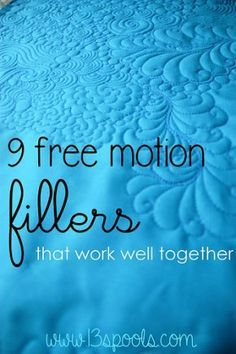 there is a blue bed with the words 9 free motion pillows that work well together