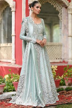 Buy Indian Designer Stone Work Lehenga Bridal Dress for Walima in Premium Quality Detail Embellishments paired with Dupatta. Customizable. Fast Shipping Light Blue Wedding Dress With Dupatta, Luxury Light Blue Lehenga With Resham Embroidery, Light Blue Lehenga With Resham Embroidery, Light Blue Pakistani Bridal Dress, Ice Blue Bridal Dress Pakistani, Ice Blue Color, Lehenga Designs, Stone Work, Long Shirt