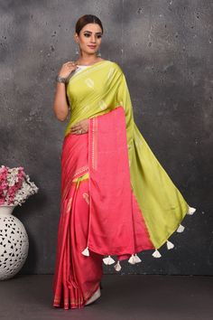 Shop stunning pista green and pink printed modal silk sari online in USA. Be the center of attraction on special occasions in stunning silk sarees, handloom sarees, embroidered sarees, designer sarees, Bollywood sarees from Pure Elegance Indian fashion store in USA.-full view Bollywood Sarees, Pista Green, Fashion Journals, Traditional Fabric, Silk Sari, Silk Sarees Online, Designer Sarees, Bollywood Saree, Green And Pink