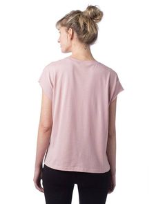 Ladies' Modal Tri-Blend Raw Edge Muscle T-Shirt - ROSE QUARTZ - XL | Alternative Women's Modal Tri-Blend Raw Edge Muscle T-Shirt in Rose Quartz Size XL | 40/35/25 Tencel Modal/cotton/Polyester Pink Short Sleeve Top With Relaxed Fit For Spring, Spring Pink Short Sleeve Top With Relaxed Fit, Pink Relaxed Fit Short Sleeve Top For Spring, Pink Cotton Short Sleeve Top For Spring, Stretch Cotton Muscle Tee For Loungewear, Pink Stretch Casual T-shirt, Sporty Pink T-shirt For Loungewear, Sporty Pink Cotton Top, Cotton Short Sleeve Muscle Tee For Loungewear