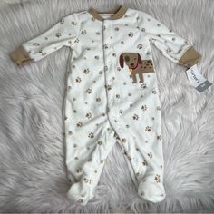 This Onesie Is Brand New, Never Used. Although It Does Have Minor Stains On The Bottom Of The Feet Part Of This Onesie (Please Refer To Pics #7 & #8)!! Material: 100% Polyester Care & Clean: Wash Before Use. Turn Garment Inside Out. Machine Wash Cold With Like Colors. Use Only Non-Chlorine Bleach When Needed. Tumble Dry Low. Do Not Iron. We Are Always Accepting Offers! La Fitted White Onesie For Bedtime, Cute White Onesie For Bedtime, Cute White Bedtime Onesie, Dog Paw Prints, Brown Dog, Dog Paw Print, Dog Paw, Paw Prints, Dog Paws