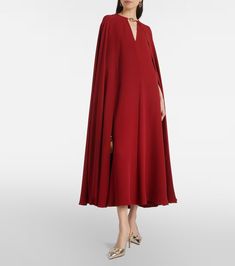 Cady Couture caped silk gown in red - Valentino | Mytheresa Valentino Clothing, Silk Gown, Red Valentino, Slingback Pump, Metallic Leather, Valentino Garavani, New Dress, Clothing And Shoes, Color Design