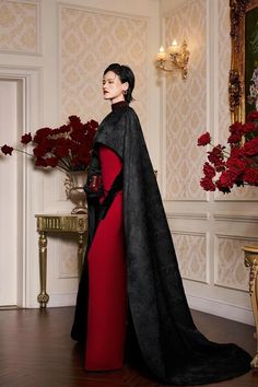 Antonella Sheath Cape Sleeved Silk Floor Length Dress | MEAN BLVD Silk Floor Length Dress, Cape Dress Long, Cape Designs, Long Cape, Mean Blvd, Royal Dresses, Floor Length Dress, Sleeveless Gown, Cape Sleeves