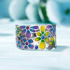 Let the ring embrace your finger like a wreath. "Daisies" represent simplicity, purity, and happiness. The wildflowers welcome spring and decorate the spring fields. This enamel daisy ring is made of sterling silver, and heated enamel.  Intricately created, it gives a realistic effect of the flower's beauty while the subtlety and clarity of enamel capture all the freshness and purity. It is a  minimal ring that brings you a blooming mood.Weight: 7.33 gMaterial: Plating Color: Spring Birth Flower Jewelry, Multicolor Flower Decorated Jewelry For Spring, Adjustable Flower-shaped Rings For Spring, Spring Multicolor Flower Decorated Jewelry, Spring Multicolor Floral Jewelry, Adjustable Flower Ring For Summer, Birth Flower Jewelry For Spring, Adjustable Multicolor Flower Ring, Multicolor Flower-shaped Rings For Spring