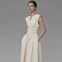 WHITE MAXI DRESS with STRAIGHT SHOULDERS – El Merrist Store Chic Tank Tops, Loose Midi Dress, Arcana Archive, White French, White Maxi, Classy Chic, V Cuts, Sleeveless Maxi Dress, White Maxi Dresses