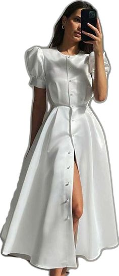 A Line Dresses, Elegant Dresses For Women, Sleeve Women, Dress Elegant, Sleeves (women), Fashion Summer, Women Dress, Elegant Dresses, Single Breasted