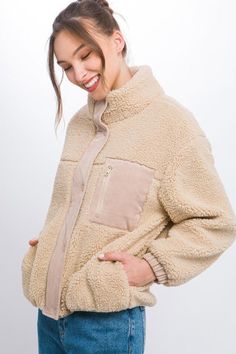 This jacket redefines warmth with its sherpa fabric and puffer design, offering a soft and insulated outer layer for colder days. The Sherpa Puffer Jacket provides both comfort and fashion. Size Measurement (inch): S: 22.0 (Bust), null (Waist), null (Hips), 23.0 (Length) M: 22.5 (Bust), null (Waist), null (Hips), 23.5 (Length) L: 23.0 (Bust), null (Waist), null (Hips), 24.0 (Length) Sherpa Fabric, Satin Blazer, Love Tree, Sheer Fabric, Red Jacket, Cardigan Coat, Jacket Sale, Sheer Fabrics, Print Pattern