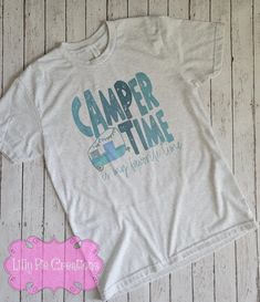 Camper Time is My Favorite Time Shirt-Camping Shirt-Camper Shirt – Lilly Pie Creations Blue Flip Flops, Camper Shirt, Summer Tie Dye, Bleach T Shirts, Summer Tank Tops, Camping Shirt, Racer Back