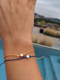 Custom Waterproof Cord Bracelet/Personalized Star or Moon | Etsy Bracelet Thread Diy, Diy Bracelets With String And Beads, Wax Cord Bracelet Diy, Cottage Core Bracelet, Witchy Bracelet, Reading Den, Cord Bracelet Diy, Handmade String Bracelets, Bracelet Thread