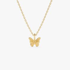 14k Gold Butterfly Charm Necklace / Dainty Minimalist Butterfly Necklace / Tiny Gold Butterfly Necklace e ▶ Details   * Made to Order * Gold KT: 14K Solid Gold (also available in 18K upon request) * Length with Bail: 8MM * Width: 7MM * Ready to Ship in 1-2 Business Days ▶ See more of our Gold Necklaces - http://etsy.me/2lUxj86   ▶ See our storefront here - http://etsy.me/2lUcVnH  ▶ All store sections here  Diamond Rings - http://etsy.me/2lwKUl8  * Diamond Earrings - http://etsy.me/2lyqVBP  * Diamond Necklace - http://etsy.me/2mqa6O1  * Diamond Bracelets - http://etsy.me/2mVrAB5  * Diamond Wedding Rings - https://etsy.me/3YbpVq2  * Gold Wedding Band - https://etsy.me/3X3uf9F  * Gold Necklaces - http://etsy.me/2lUxj86  * Gold Bracelets - http://etsy.me/2l9VKBr  * Gold Bangle - http://etsy.me Minimalist Butterfly, Gold Butterfly Necklace, Mini Butterfly, Butterfly Necklace Gold, Rose Gold Charms, Gold Armband, Ruby Jewelry, Gold Butterfly, Butterfly Charm