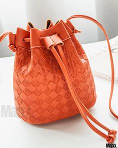 Majxx - Premium Synthetic Braided Drawstring Bucket Bag Michael Kors Handbags Crossbody, Back To School Bags, Tote Outfit, Vintage Coach Bags, Drawstring Bucket Bag, Boho Purses, Leather Finish, Side Bags, Orange Bag