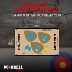 a poster with instructions for how to use the target on an archery game board, which includes arrows and circles