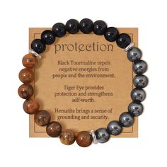 PRICES MAY VARY. 【Mens Bracelets Size】The size of the stretch mens bracelet is 8.4inchs,while the diameter of the beads is 8mm. 【Shield From Negativity】Natural black agate and precious tiger's eye stone have always been used as amulets,protects anyone from negative influence. 【Triple Protection】The men bracelet bead made of tiger eye stone,hematite and obsidian make powerfull triple protection bracelet. 【Meaningful Gift】The triple protection bracelet can replace tiger eye bracelet,obsidian brace Beaded Bracelets For Men, Men Stone Bracelet, Spiritual Bracelets, Balance Bracelet, Obsidian Bracelet, Mens Bracelets, Hematite Bracelet, Personalized Gifts For Men, Bracelet Bead