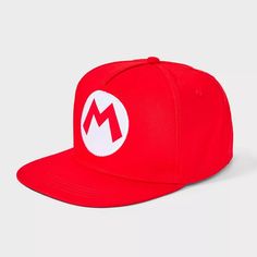 Kids' Super Mario Baseball Hat - Red : Target Ninja Turtle Hat, Mario Hat, Turtle Hat, Red Target, Flat Brim Hat, Baseball Girls, Mario Birthday, Reds Baseball, Trapper Hats