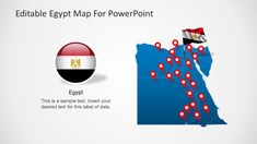 egypt map with flag and location markers for powerpoint