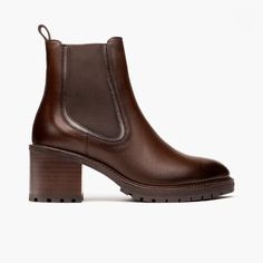 Women's Knockout High Heel Chelsea Boot in Chocolate - Thursday Boots Women’s Dress Shoes, Cognac Chelsea Boots, Thursday Boots Women, Thursday Boots, Heeled Chelsea Boots, Botas Chelsea, Boot Companies, Chelsea Boots Women, Wrap Heels