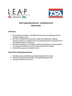 Resume tsa resume leap template tsa tso tsa resume sample scep internship tsa career student program experience resume leap tsa leadership team webmaster.. Details of Tsa Leap Resume Template Team Individual 2017 2018 Docx Leadership, click this link: view details