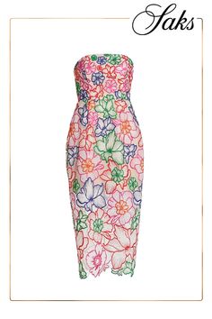 Cut for a fitted shape, this strapless Cascading dress from Milly showcases vibrant floral embroidery and an asymmetric hem. Straightneck Strapless Back zipper closure 100% polyester Lining: 97% polyester/3% spandex Dry clean Imported SIZE  FIT About 43.5 from shoulder to hem Model measurements: 5'10 tall Model is wearing a US size 4 Strapless Floral Embroidered Dress For Summer Evening, Summer Strapless Dress With Floral Embroidery For Evening, Spring Strapless Dress With Straight Neckline And Lining, Summer Floral Embroidered Strapless Cocktail Dress, Spring Floral Embroidered Strapless Cocktail Dress, Strapless Floral Embroidery Dress For Spring, Spring Floral Embellished Strapless Cocktail Dress, Spring Strapless Sleeveless Dress With Floral Embroidery, Floral Embroidered Strapless Dress For Spring