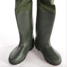 Features: - LIGHTWEIGHT - lighter than traditional fabric waders, more flexible in water, and less energy spent, allows you to wear warmer clothes and hike in the river more comfortably. - CONVENIENT - easy-on buckle and adjustable belt help you put on more easily, inside pocket with hook & loop can store your belonging and there’s no chance of falling out when you bend to hunt. - SAFE - non-slip sole with thicken PVC keeps you safe in the water, lighter material, and adjustable belts help a lot with your balance control. - ALL PURPOSE - this durable wader can be used in many situations like fishing, hunting, farm working, or other messy situations.  Specification: * Name: Fishing Chest Waders * Material: PVC, Nylon * Size: 38-47 * Applicable objects: Outdoor, wading users * Applicable env Water Boots Rubber, Green Rain Boots For Outdoor Use In Rainy Season, Green Bottoms For Outdoor Winter Activities, Waterproof Full Length Bottoms For Outdoor, Waterproof Green Hiking Pants, Waterproof Green Pants For Hiking, Waterproof Green Bottoms For Hiking, Green Waterproof Bottoms For Hiking, Waterproof Outdoor Bottoms