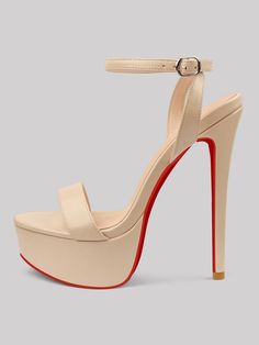 150mm Women's Open Toe Platform Ankle Strap High Heel Matte Sandals Red Bottom Shoes Closed Toe Heels With Removable Insole, Heels With Removable Insole And Closed Toe, Eva Sandals With Padded Heel And Ankle Strap, Ankle-high Heels With Red Sole, Red Platform Heels In Polyurethane, Synthetic Sandals With Red Sole And Ankle Strap, Synthetic Ankle Strap Sandals With Red Sole, High Heel Sandals With Padded Heel In Polyurethane, Open Toe Sandals With Reinforced Heel