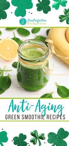 Go green for St. Patrick's Day with a healthy green smoothie! By eating or drinking extra vitamins, you can give your skin a boost and leave yourself with a youthful-looking complexion. Fuel your skin with the nutrients it needs by trying out one of our anti-aging smoothie recipes! #StPatricksDay #smoothierecipe #antiagingsmoothie @skinperfection Anti Aging Smoothie, Healthy Face, Creme Anti Age, Natural Anti Aging, Organic Cosmetics, Anti Aging Beauty, Anti Aging Tips, Anti Wrinkle Cream, Skin Care Remedies