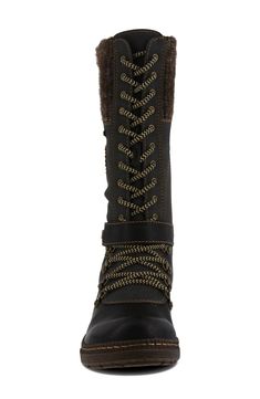 A rib-knit cuff adds mixed-media appeal to a rugged, water-resistant boot grounded by a comfort-cushioned footbed. 1 1/2" heel 11" shaft Lace-up style with side zip closure Comfort-cushioned footbed Flexible, shock-absorbing outsole Synthetic and textile upper/synthetic faux-fur lining/synthetic sole Imported Women's Shoes Winter Moto Boots For Outdoor, Medium Width, Winter Outdoor Moto Boots Medium Width, Medium Width Waterproof Boots For Winter Outdoor, Knit Cuff, Up Styles, Winter Boot, Rib Knit, Womens Boots, Nordstrom