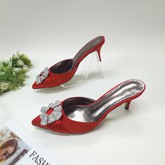 Color Red, Purple, GreenSize 36,37,38,39,40,41,42,43Upper material: super fiberProduct category Baotou back empty sandalsToe shape pointed toestyle sweetSole Material: RubberInner material: super fiberWay of Wearing Overshoes Red Embellished Evening Sandals, Elegant Red Sandals With 4-inch Heel, Spring Red Non-slip Flip Flops, Red Non-slip Synthetic Flip Flops, Red Open-toe Synthetic Wedge Sandals, Chunky Sandals, Embellished Sandals, Flat Boots, Pump Sandals