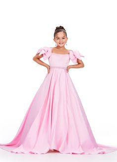 Ashley Lauren Kids 8237 Off the Shoulder Satin Ball Gown Pageant Dress Bows A Line Girls Feel like a princess in this satin ball gown. This gown features off the shoulder bows and pearl accents on the straps and belt.  COLORS: Aqua Ashley Lauren, Satin Ball Gown, One Shoulder Jumpsuit, Girls Pageant Dresses, Ball Gown Skirt, Pageant Gowns, Princess Girl, Wildflower Wedding, Pageant Dress