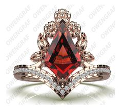 Red Flower-shaped Ring For Wedding, Red Flower Shaped Wedding Ring, Wedding Red Flower-shaped Ring, Wedding Red Flower Shaped Ring, Unique Rings For Wedding On Valentine's Day, Red Art Deco Diamond Ring For Gift, Red Diamond Art Deco Ring Gift, Red Art Deco Diamond Ring Gift, Flower-shaped Ruby Jewelry For Wedding