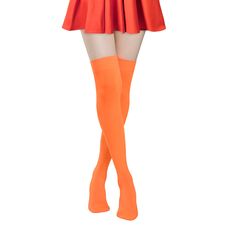 PRICES MAY VARY. 💕Supreme Comfort and Warmth - Designed with low-drop seams and breathable material, these orange stockings offer irritation-free comfort. Made with 120D density nylon fabric, they provide excellent warmth, elasticity, and breathability, ensuring your legs stay warm and stylish even in cold weather. 💕 Orange for Any Occasion - Unleash your inner beloved Velma or add a splash of vibrant color to any outfit with these Velma stockings. They are not only a great enhancement to your Orange Knee High Socks, Velma Costume, Orange Tights, Opaque Stockings, Daphne And Velma, Orange Socks, Striped Stockings, Stockings Legs, Thigh High Stockings